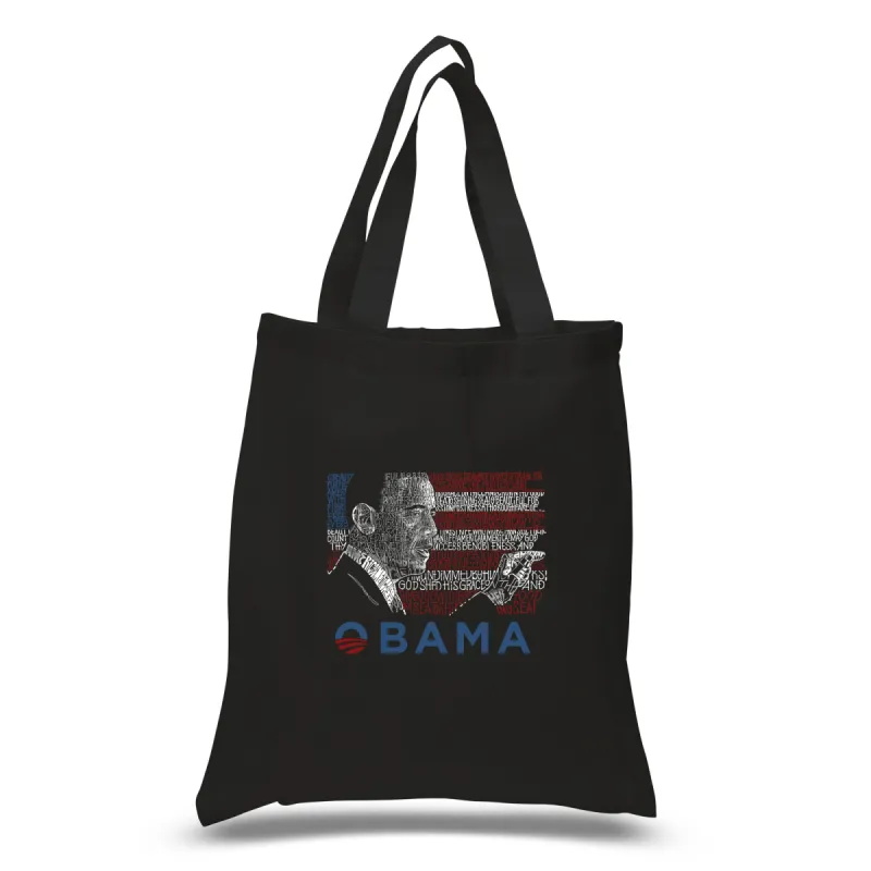 OBAMA AMERICA THE BEAUTIFUL - Small Word Art Tote Bag sold by LA Pop Art