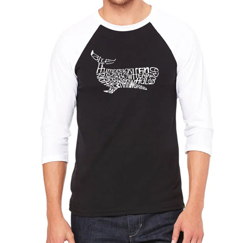 Humpback Whale - Men's Raglan Baseball Word Art T-Shirt sold by LA Pop Art