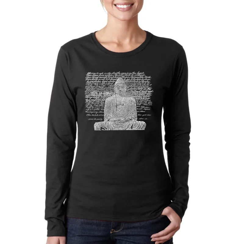 Zen Buddha - Women's Word Art Long Sleeve T-Shirt sold by LA Pop Art