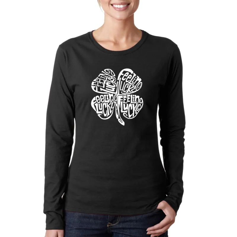 Feeling Lucky - Women's Word Art Long Sleeve T-Shirt sold by LA Pop Art