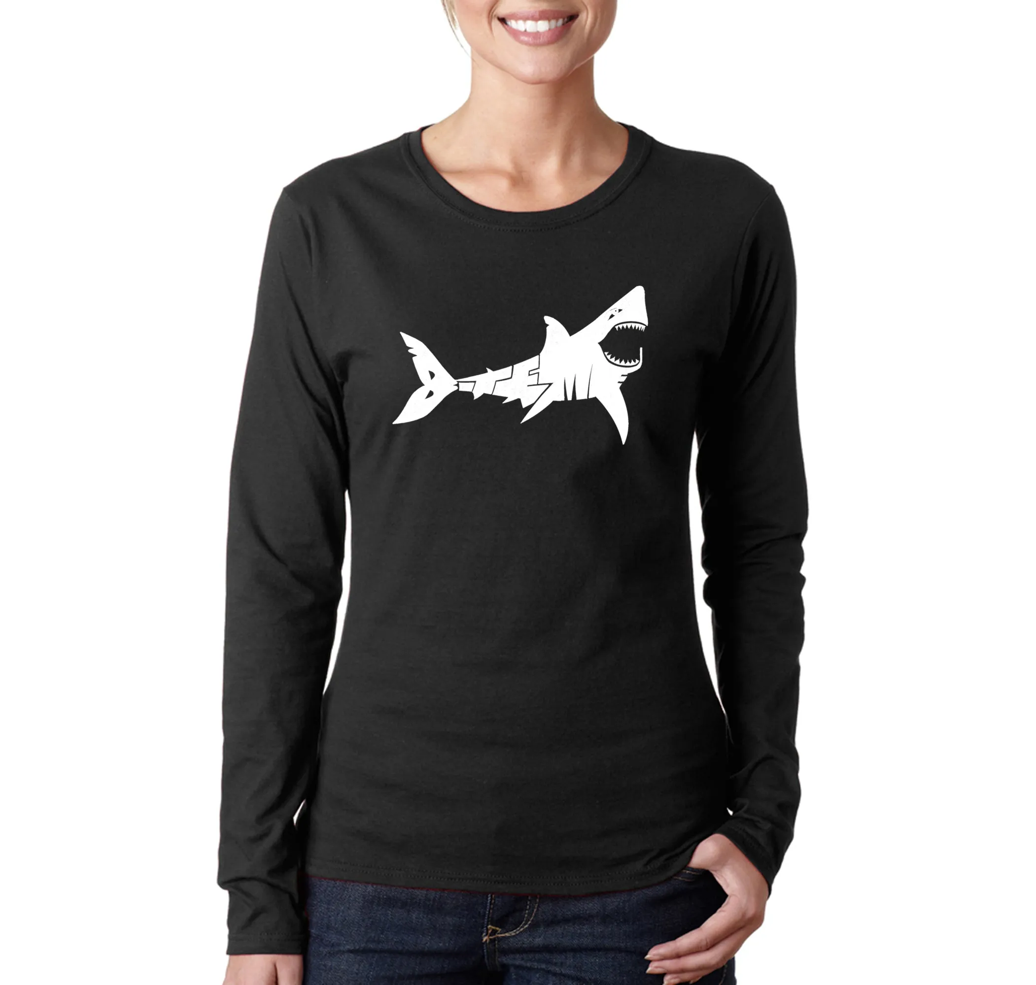 BITE ME - Women's Word Art Long Sleeve T-Shirt sold by LA Pop Art