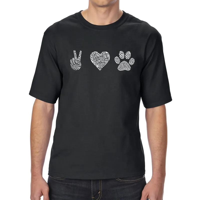Peace Love Dogs - Men's Tall and Long Word Art T-Shirt sold by LA Pop Art