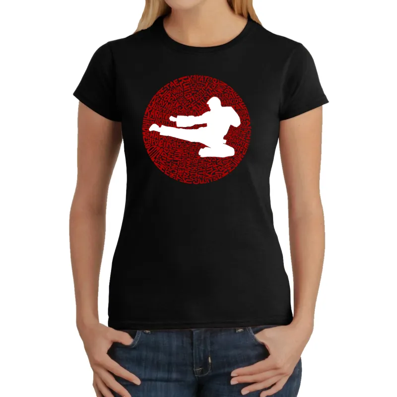 Types of Martial Arts - Women's Word Art T-Shirt sold by LA Pop Art