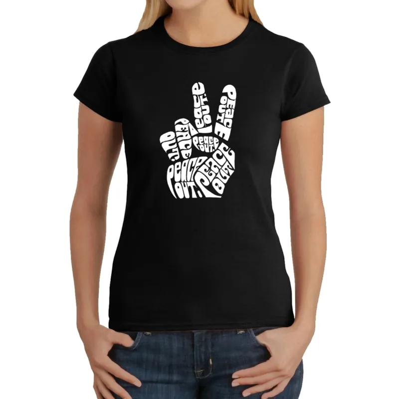 Peace Out  - Women's Word Art T-Shirt sold by LA Pop Art