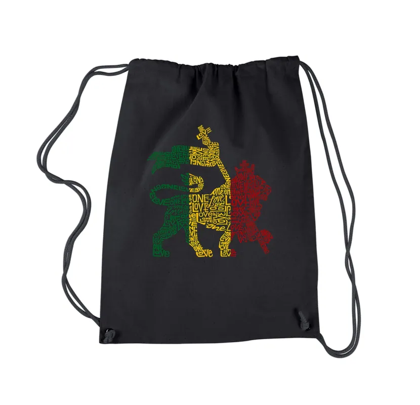 One Love Rasta Lion - Drawstring Backpack sold by LA Pop Art