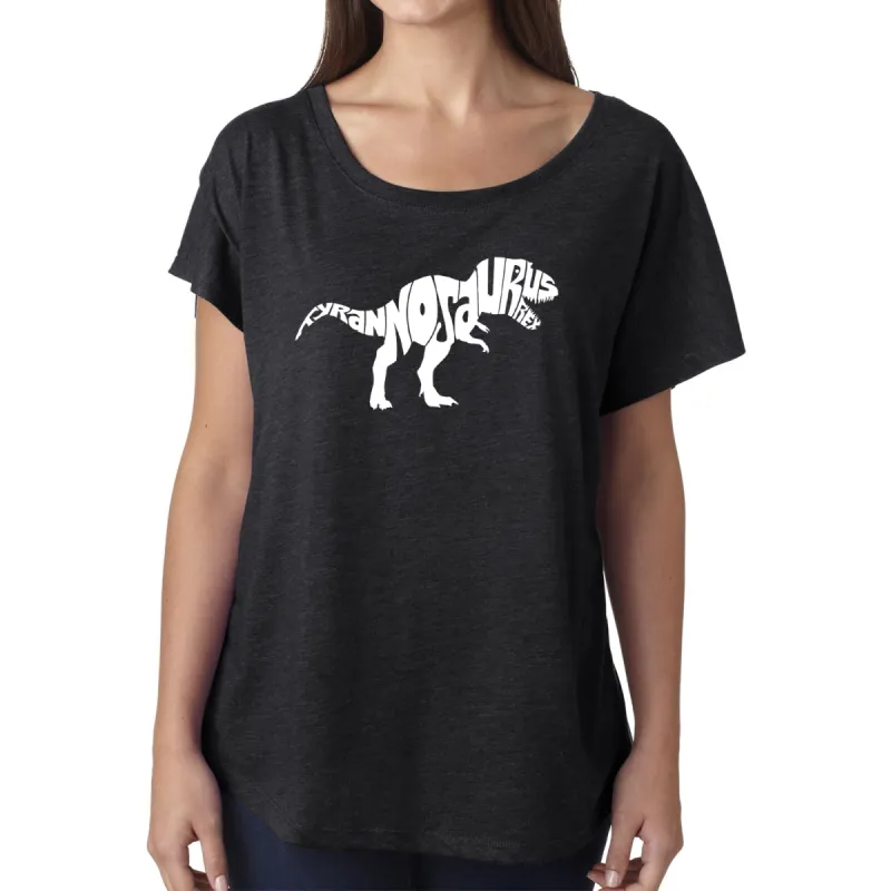 LA Pop Art Women's Dolman Word Art Shirt - TYRANNOSAURUS REX sold by LA Pop Art