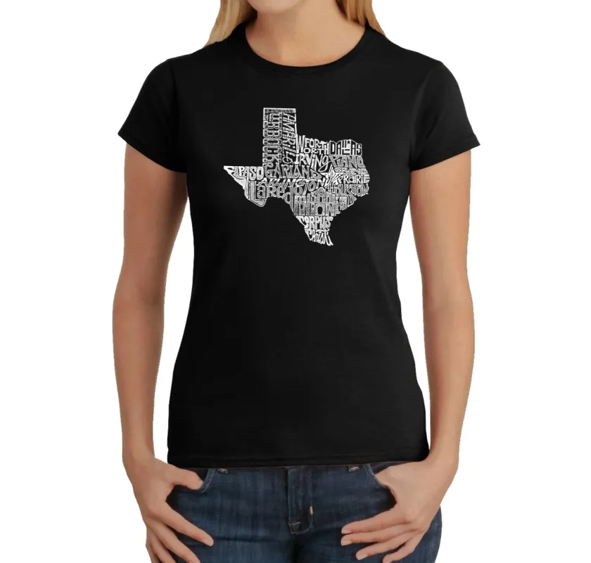 The Great State of Texas - Women's Word Art T-Shirt sold by LA Pop Art