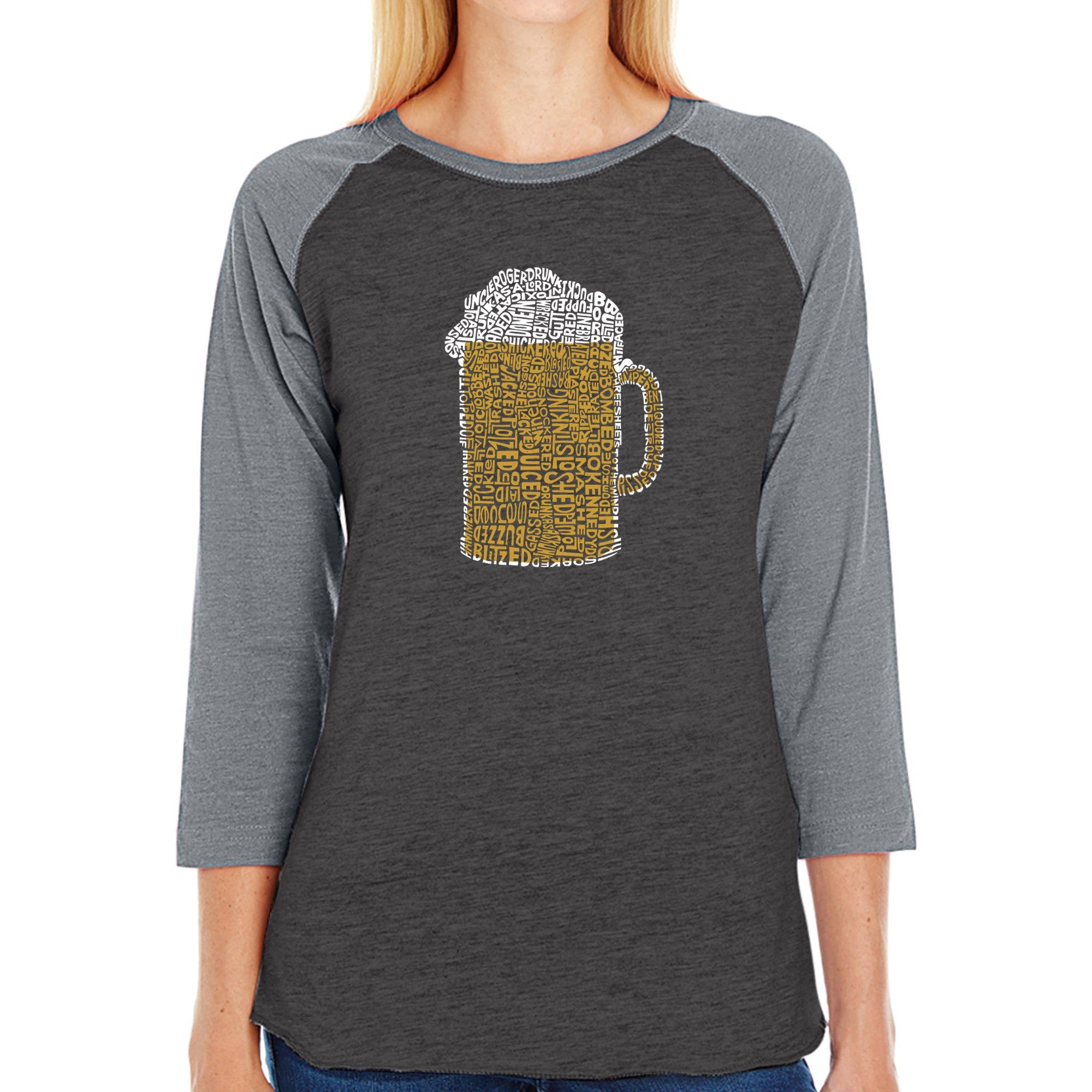 Slang Terms for Being Wasted - Women's Raglan Baseball Word Art T-Shirt sold by LA Pop Art product image thumbnail 3