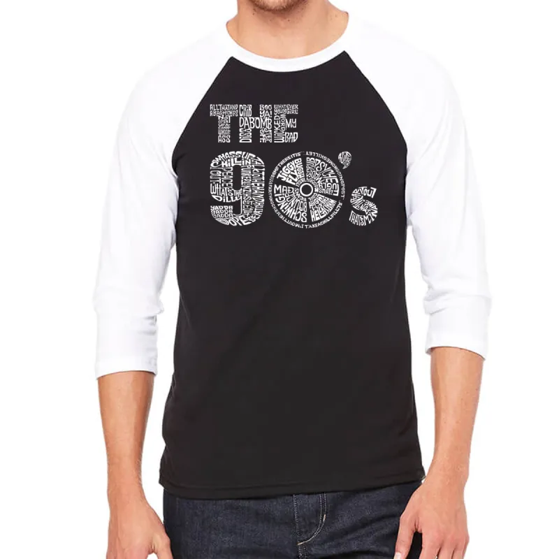 90S - Men's Raglan Baseball Word Art T-Shirt sold by LA Pop Art