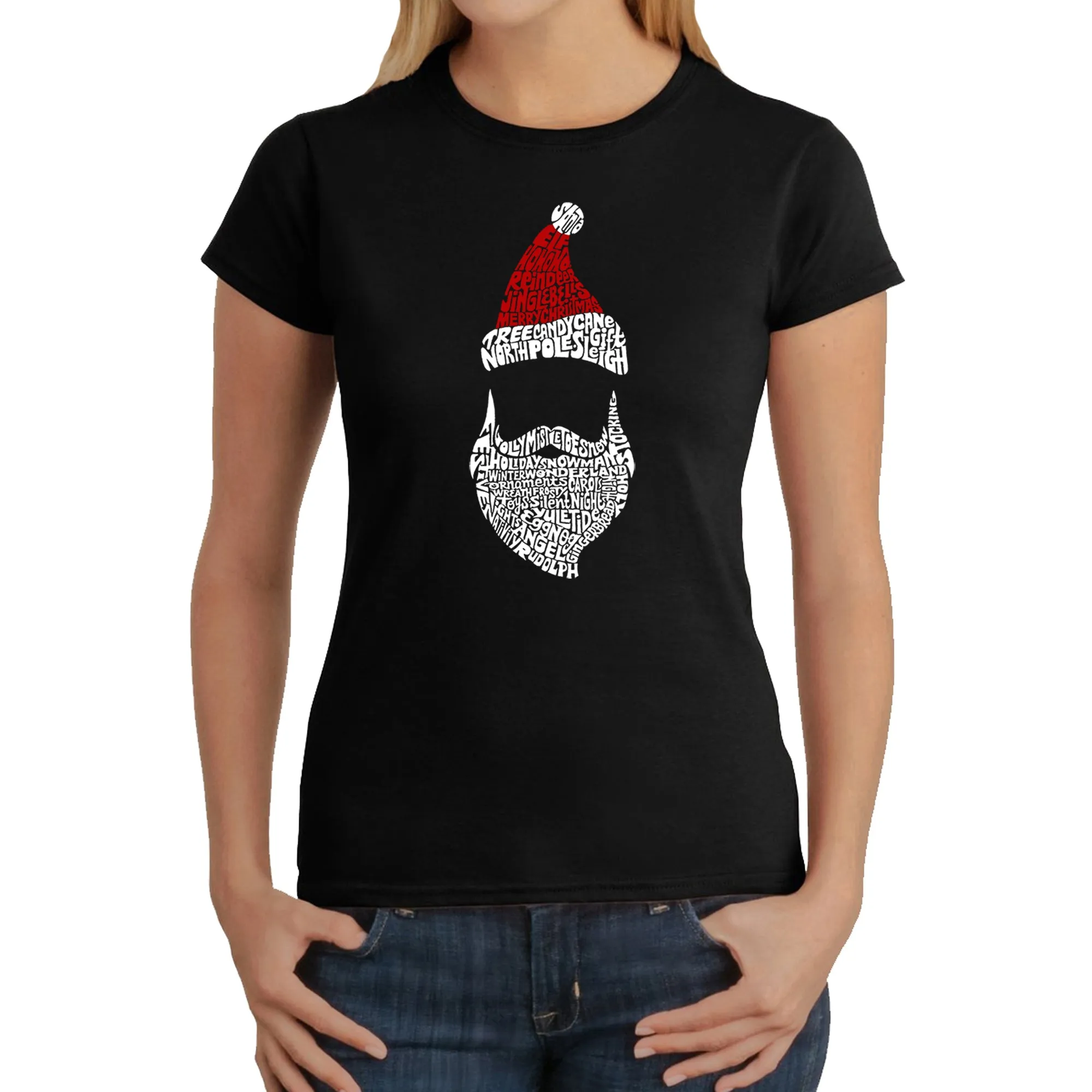 Santa Claus - Women's Word Art T-Shirt sold by LA Pop Art