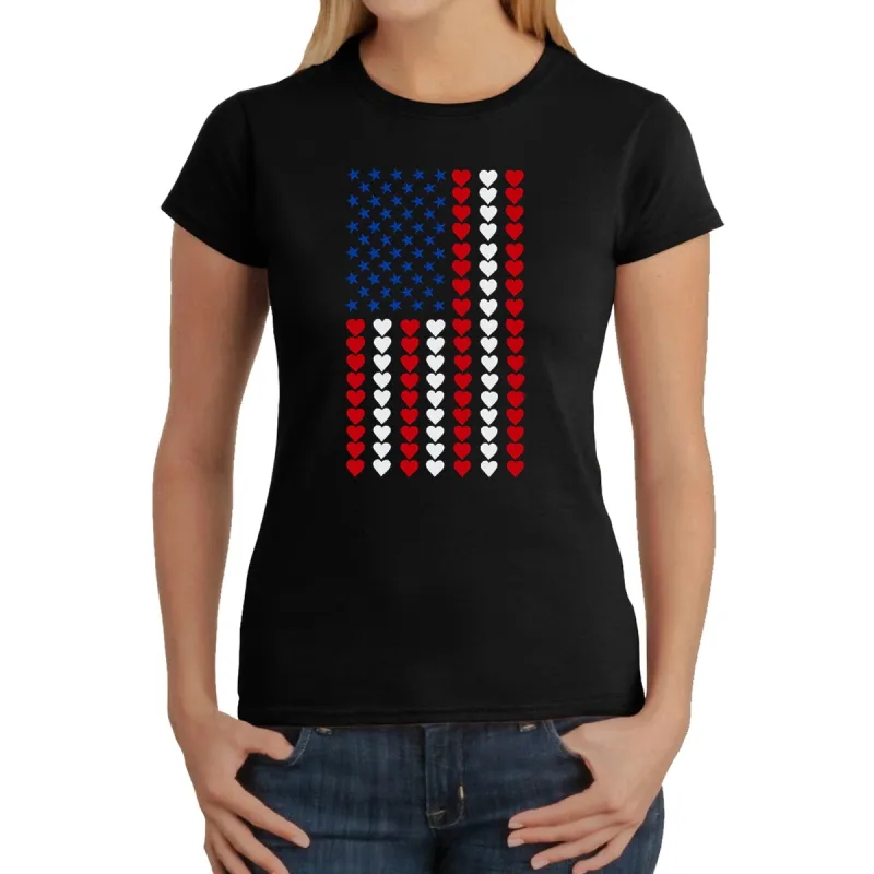 Heart Flag - Women's Word Art T-Shirt sold by LA Pop Art