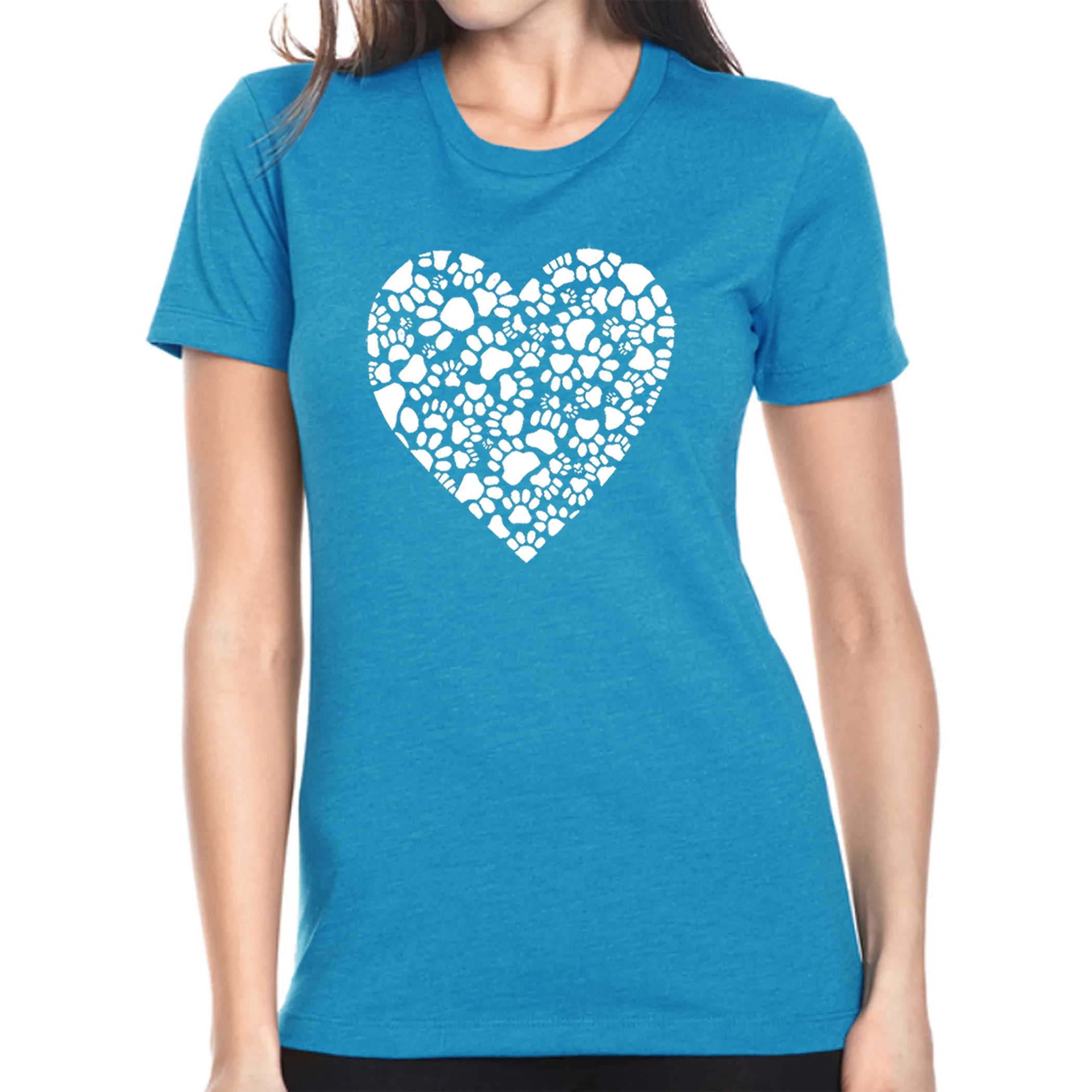 Paw Prints Heart - Women's Premium Blend Word Art T-Shirt sold by LA Pop Art product image thumbnail 4
