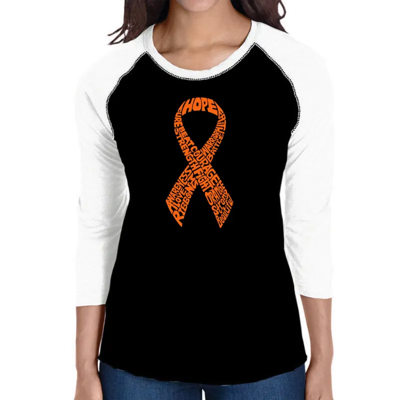 Ms Ribbon - Women's Raglan Baseball Word Art T-Shirt sold by LA Pop Art
