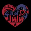Women's Word Art T-Shirt - July 4th Heart sold by LA Pop Art