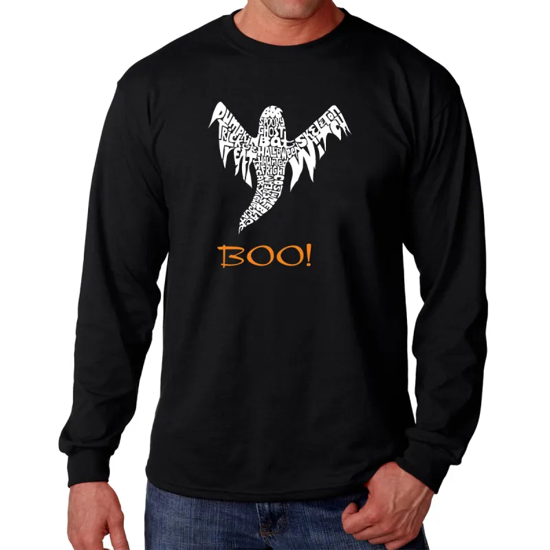Halloween Ghost - Men's Word Art Long Sleeve T-Shirt sold by LA Pop Art