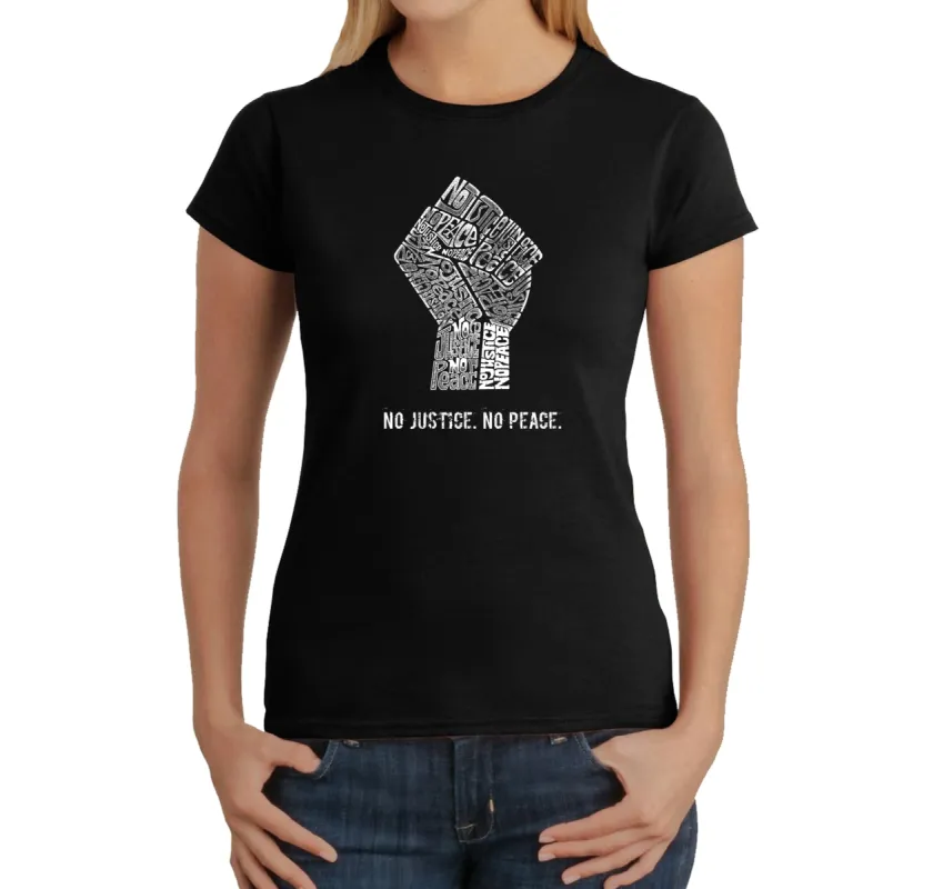 No Justice, No Peace - Women's Word Art T-Shirt sold by LA Pop Art
