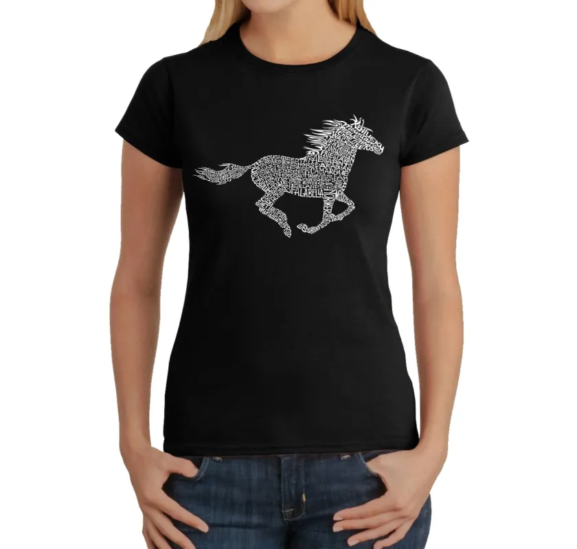 Horse Breeds -  Women's Word Art T-Shirt sold by LA Pop Art