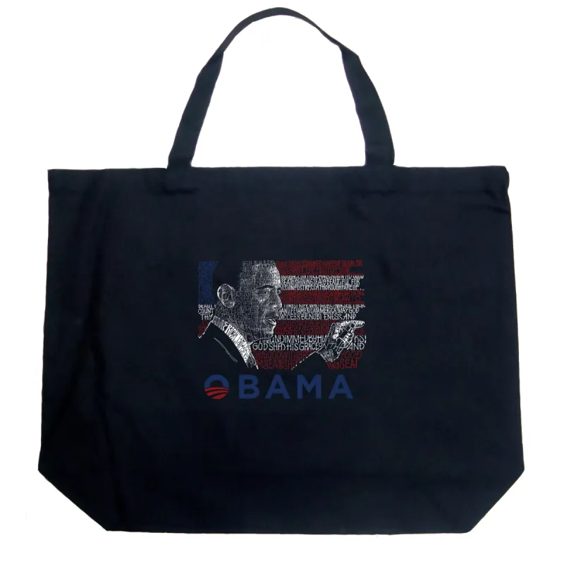 OBAMA AMERICA THE BEAUTIFUL - Large Word Art Tote Bag sold by LA Pop Art