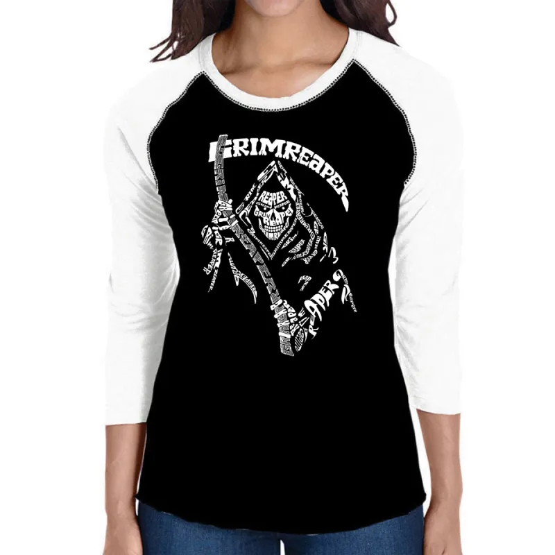 Grim Reaper  - Women's Raglan Word Art T-Shirt sold by LA Pop Art