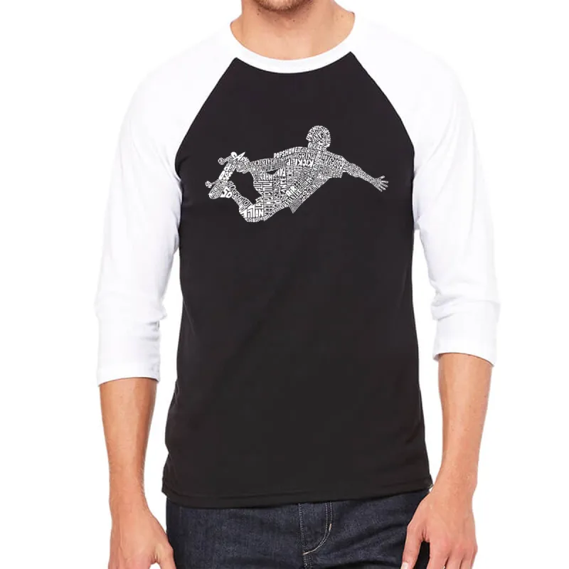 POPULAR SKATING MOVES & TRICKS - Men's Raglan Baseball Word Art T-Shirt sold by LA Pop Art