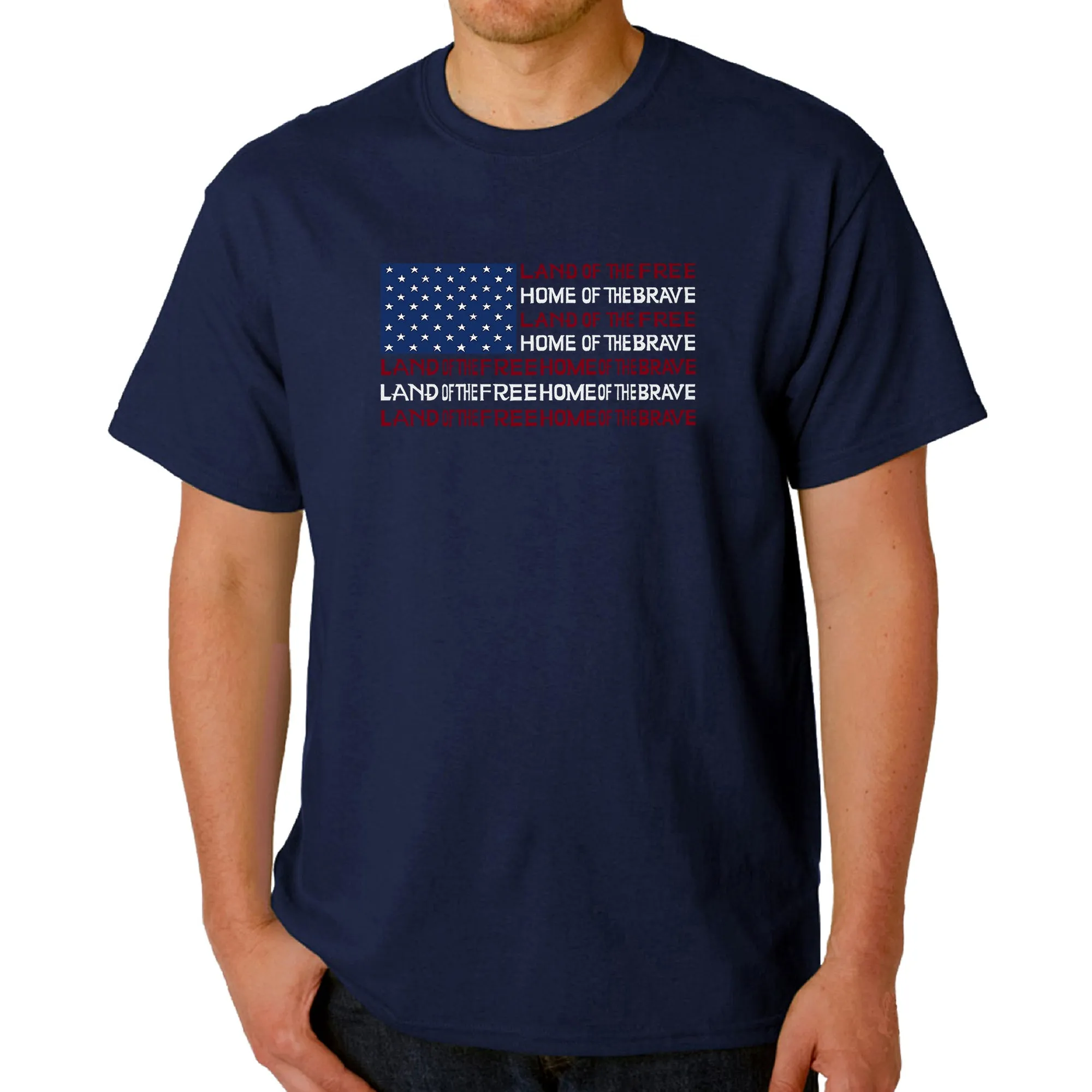 Land of the Free American Flag - Men's Word Art T-Shirt sold by LA Pop Art product image thumbnail 3
