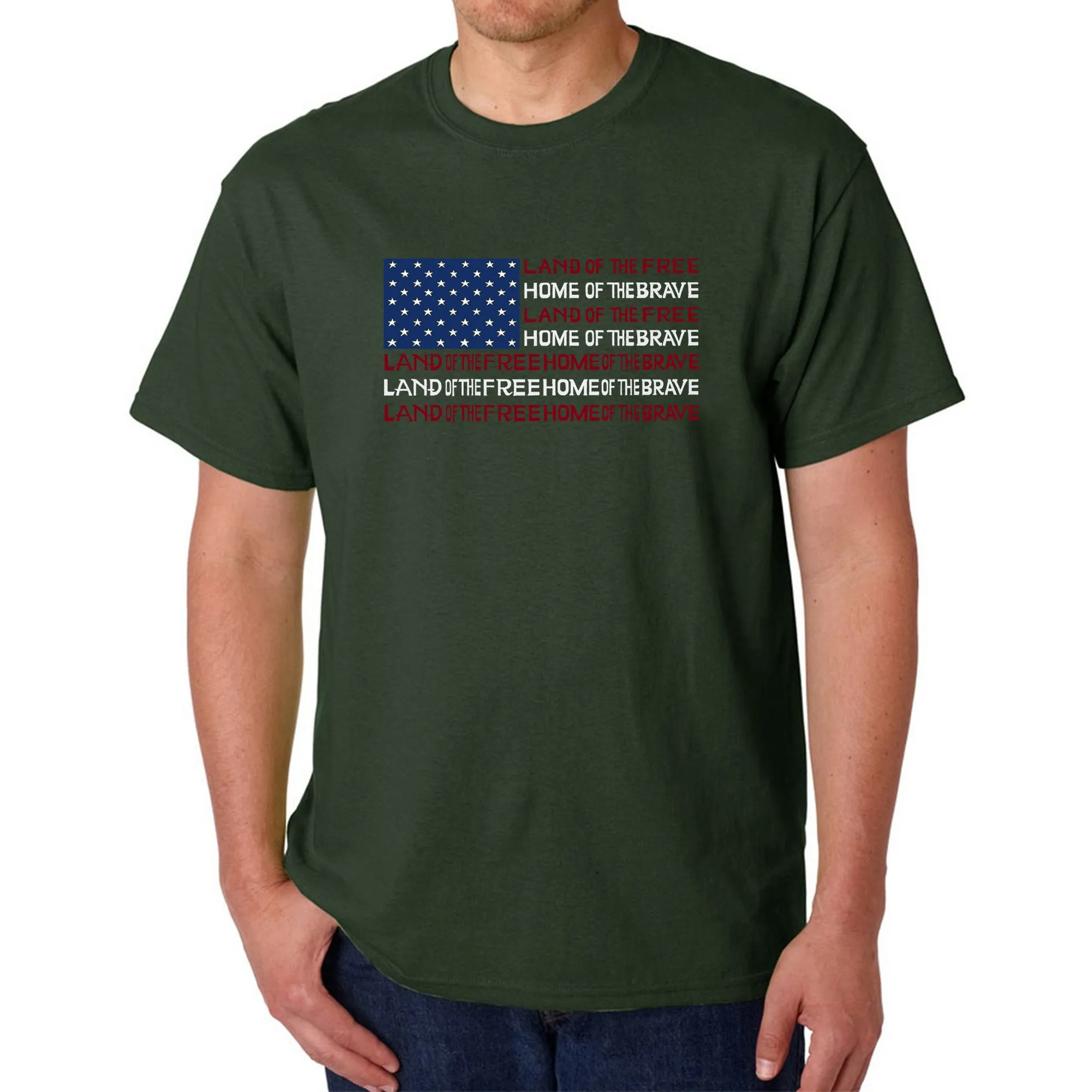 Land of the Free American Flag - Men's Word Art T-Shirt sold by LA Pop Art product image thumbnail 4