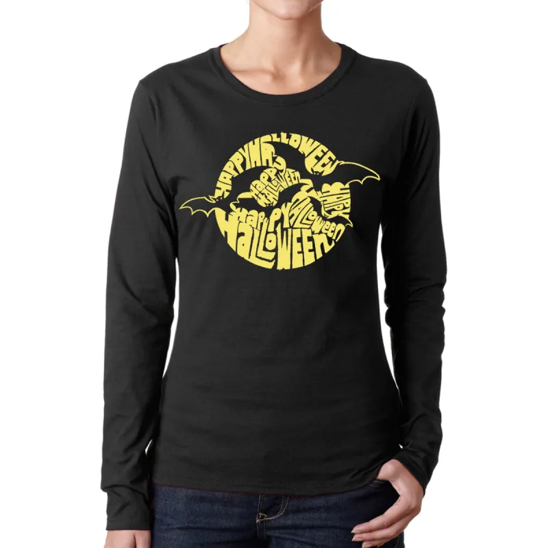 Halloween Bats  - Women's Word Art Long Sleeve T-Shirt sold by LA Pop Art