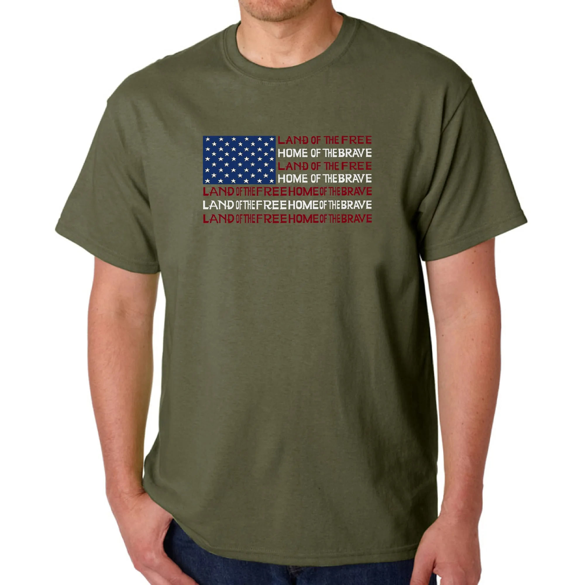 Land of the Free American Flag - Men's Word Art T-Shirt sold by LA Pop Art product image thumbnail 5