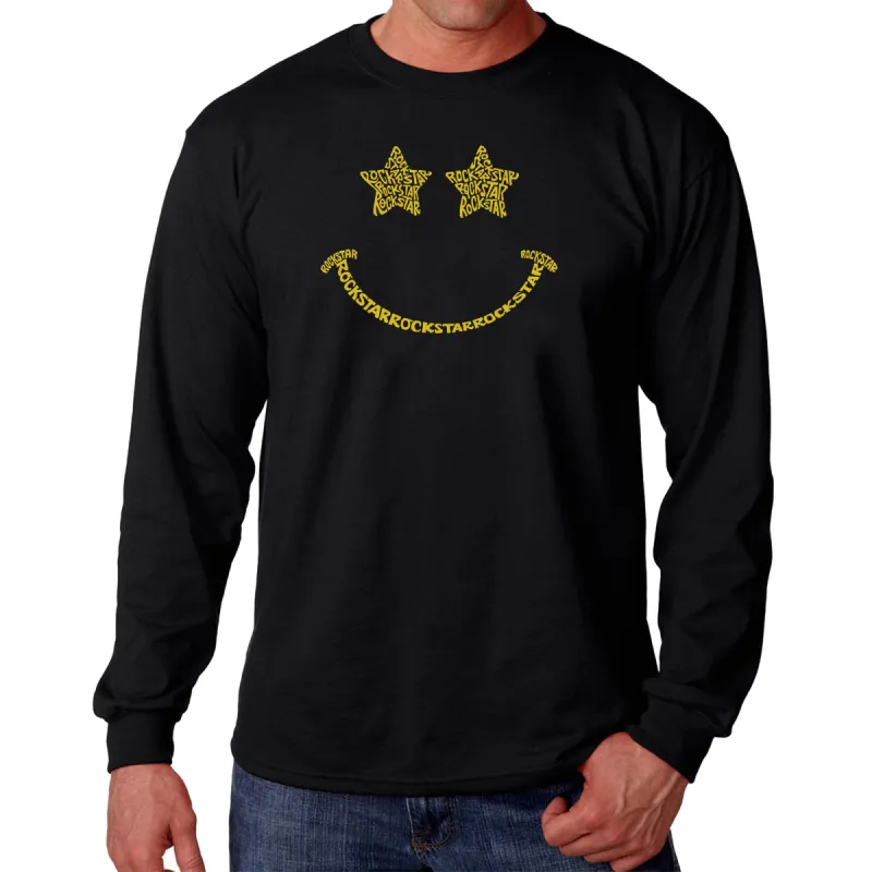 Rockstar Smiley - Men's Word Art Long Sleeve T-Shirt sold by LA Pop Art