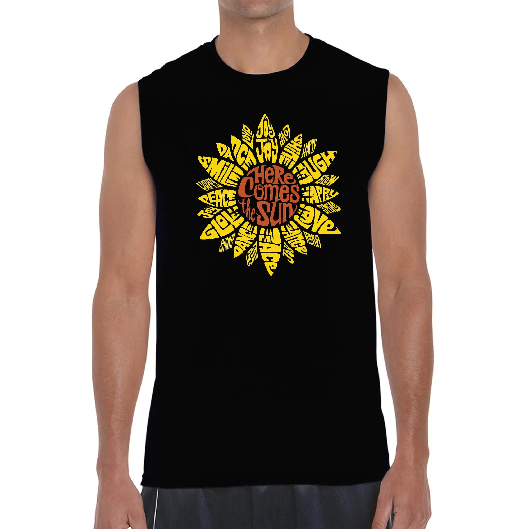Sunflower - Men's Word Art Sleeveless T-Shirt sold by LA Pop Art
