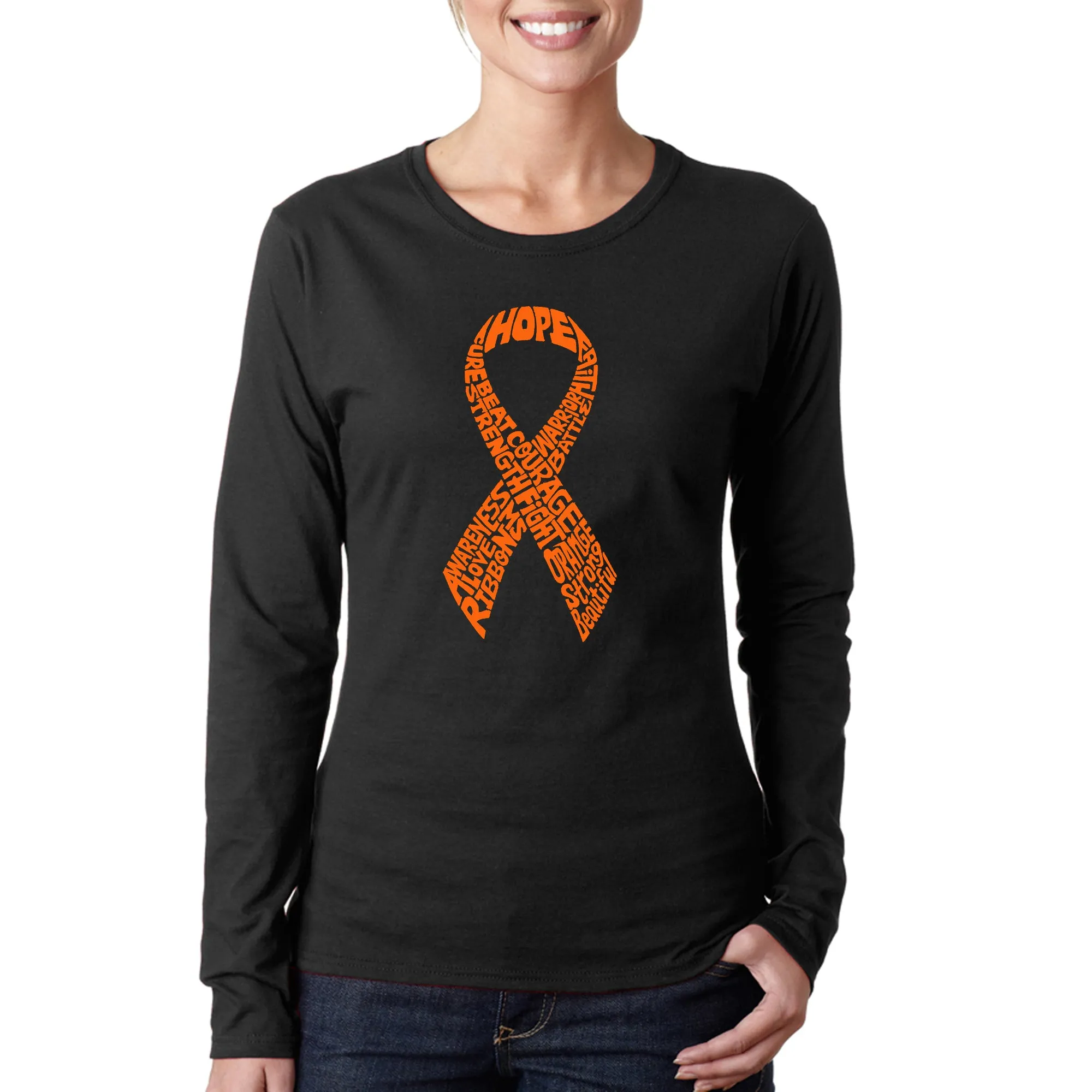 Ms Ribbon - Women's Word Art Long Sleeve T-Shirt sold by LA Pop Art