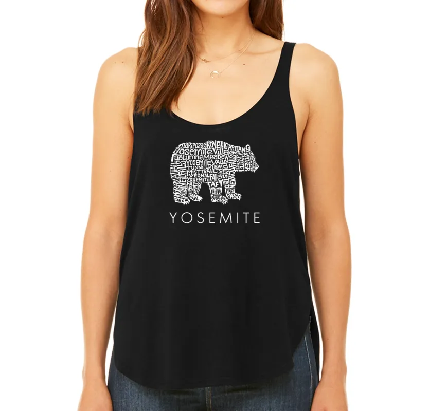Yosemite Bear -  Women's Premium Word Art Flowy Tank Top sold by LA Pop Art