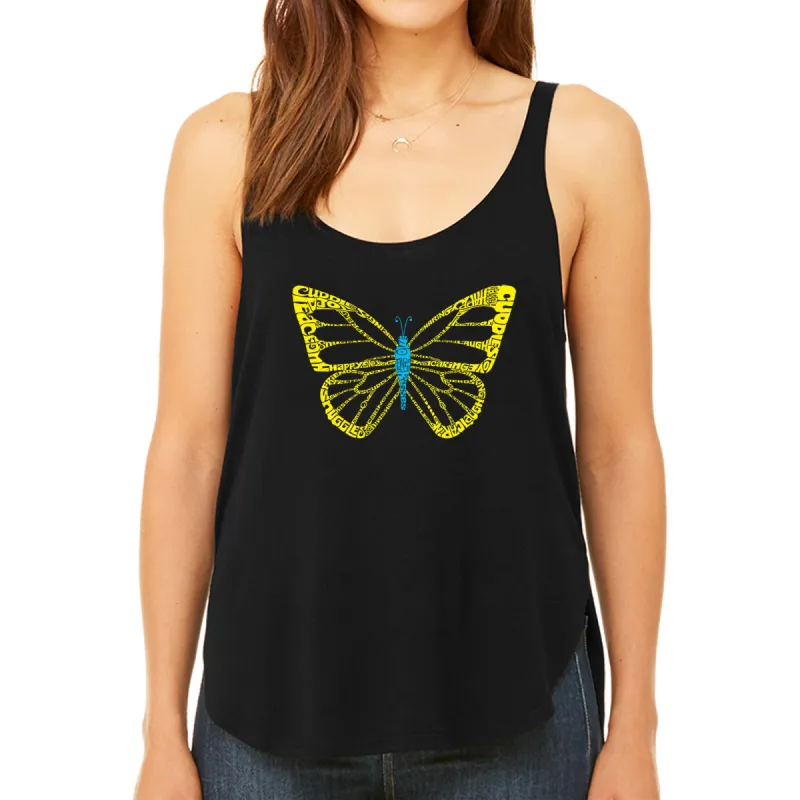 Butterfly  - Women's Premium Word Art Flowy Tank Top sold by LA Pop Art
