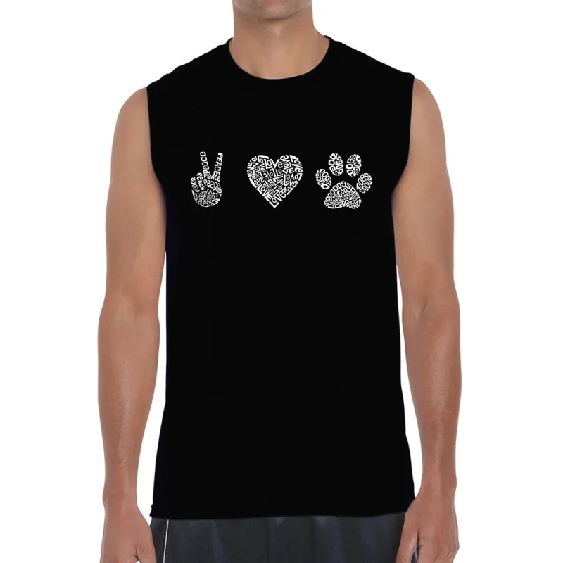 Peace Love Dogs  - Men's Word Art Sleeveless T-Shirt sold by LA Pop Art