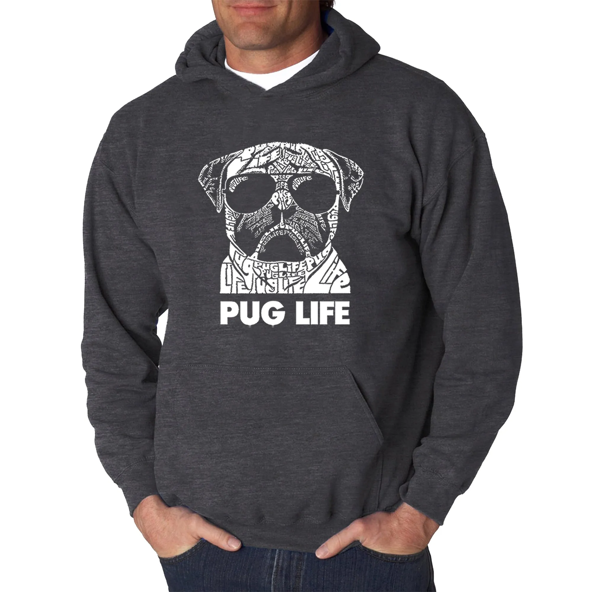 Pug Life - Men's Word Art Hooded Sweatshirt sold by LA Pop Art product image thumbnail 3