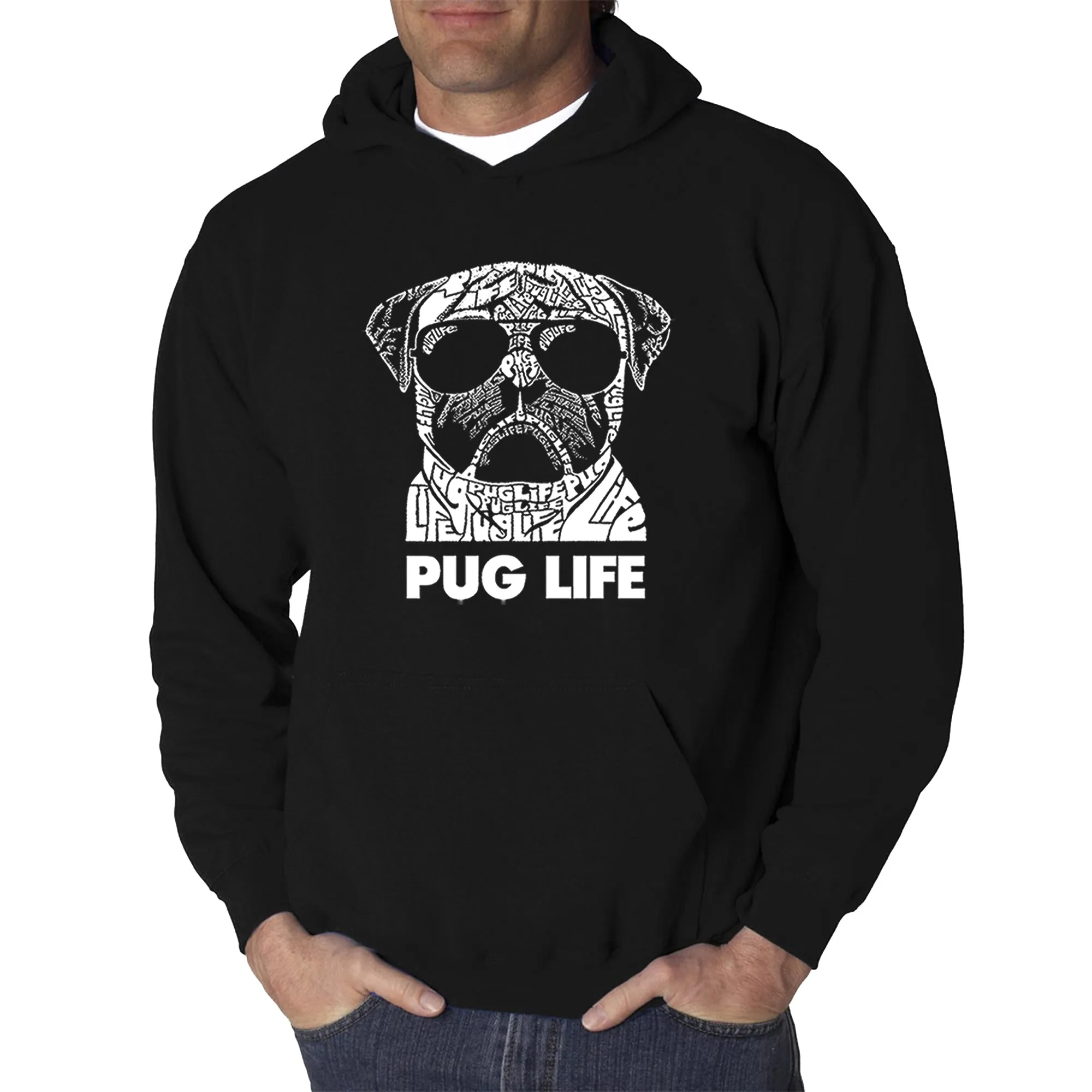 Pug Life - Men's Word Art Hooded Sweatshirt sold by LA Pop Art