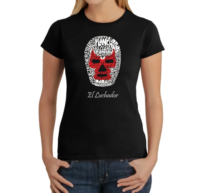 MEXICAN WRESTLING MASK - Women's Word Art T-Shirt sold by LA Pop Art