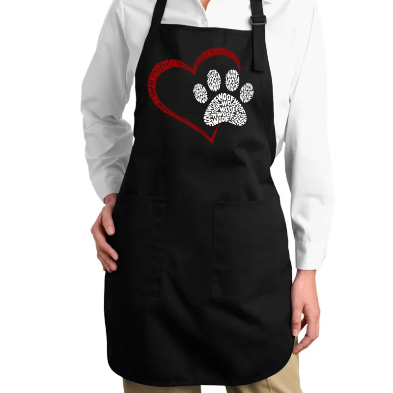 Paw Heart - Full Length Word Art Apron sold by LA Pop Art