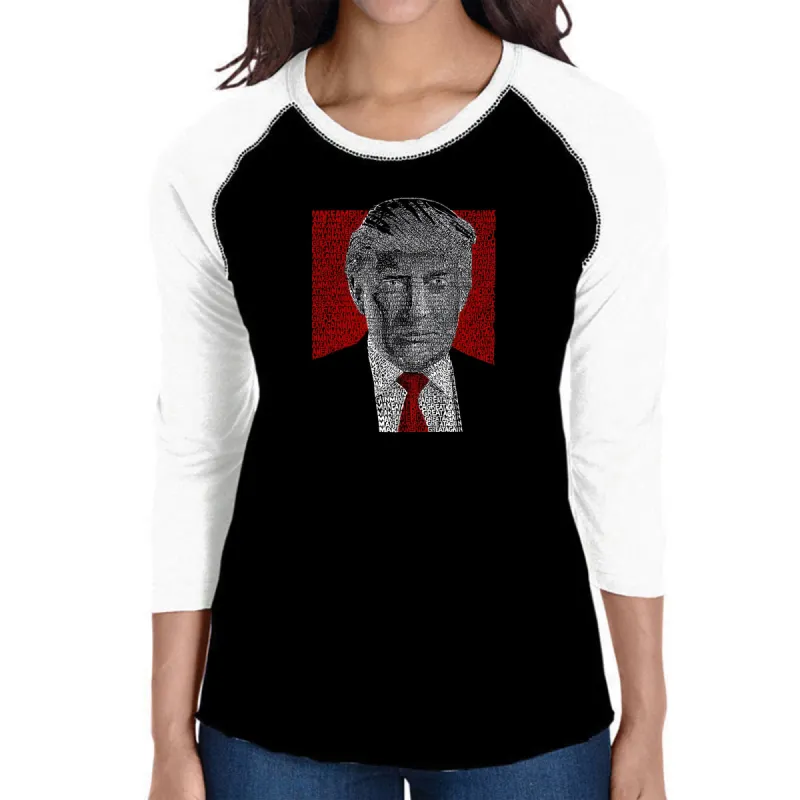 TRUMP Make America Great Again - Women's Raglan Baseball Word Art T-Shirt sold by LA Pop Art
