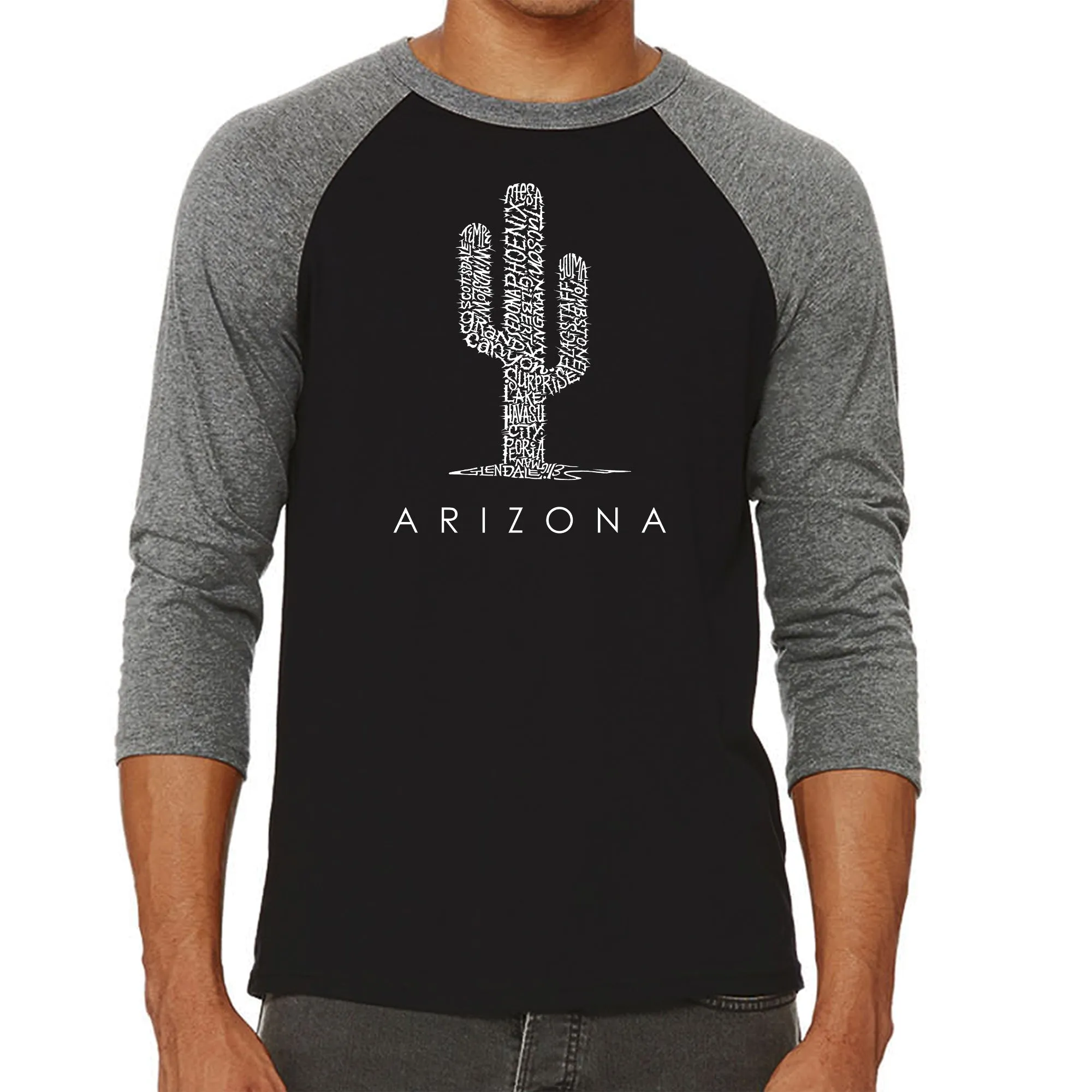 Arizona Cities - Men's Raglan Baseball Word Art T-Shirt sold by LA Pop Art product image thumbnail 4
