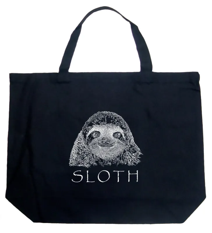 Sloth - Large Word Art Tote Bag sold by LA Pop Art