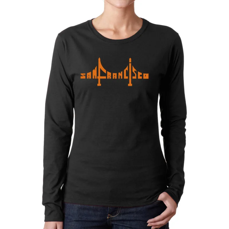 San Francisco Bridge  - Women's Word Art Long Sleeve T-Shirt sold by LA Pop Art