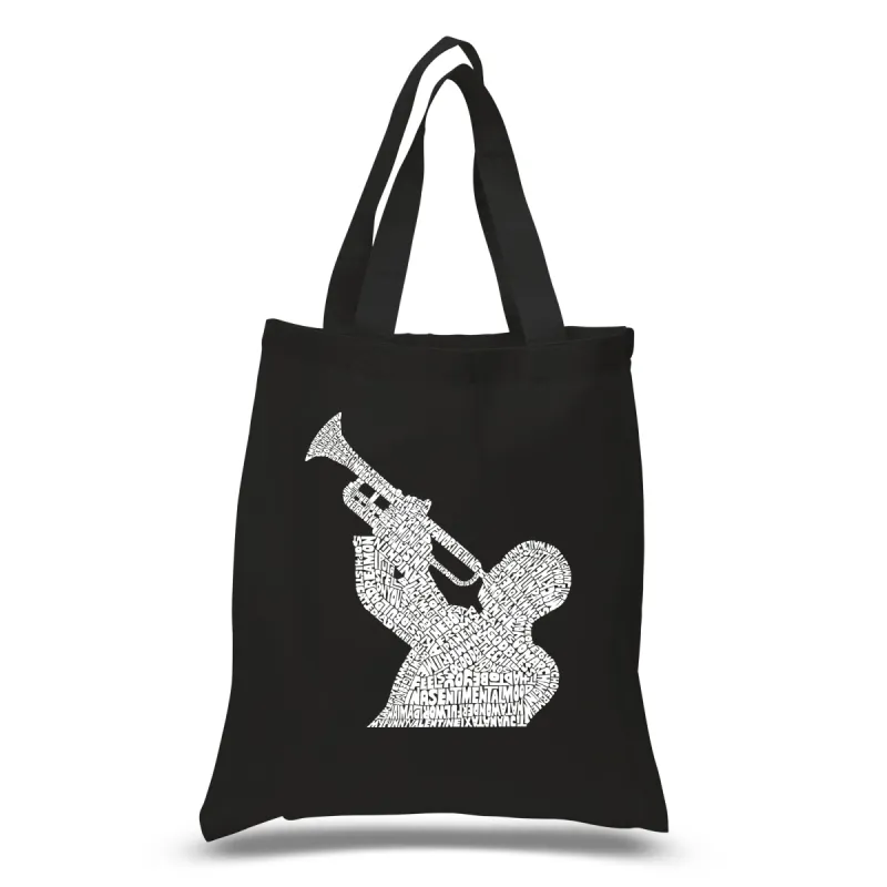 ALL TIME JAZZ SONGS - Small Word Art Tote Bag sold by LA Pop Art