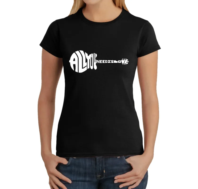 All You Need Is Love - Women's Word Art T-Shirt sold by LA Pop Art