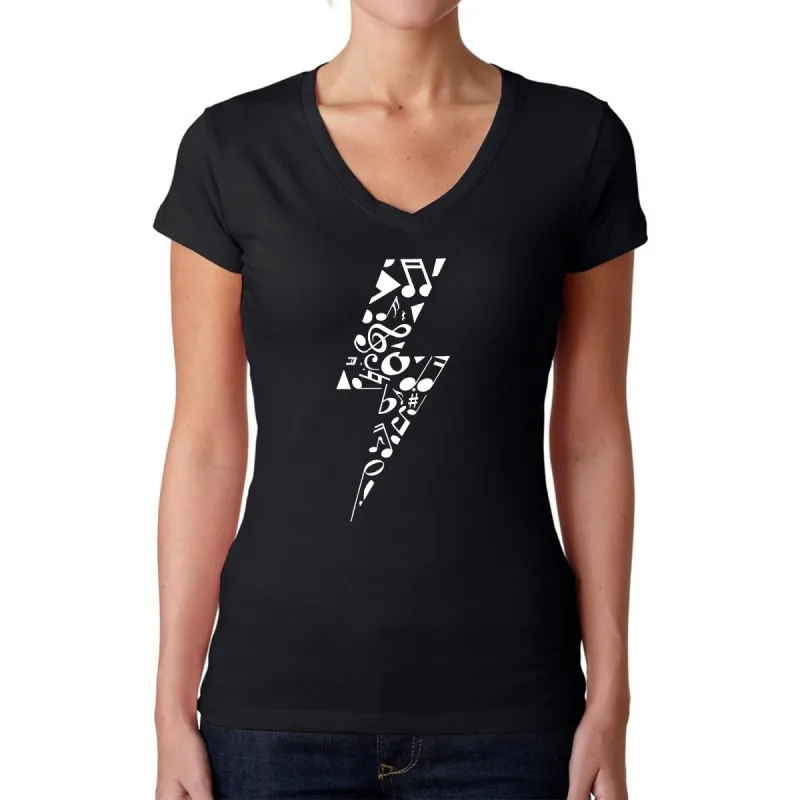 Lightning Bolt - Women's Word Art V-Neck T-Shirt made by LA Pop Art