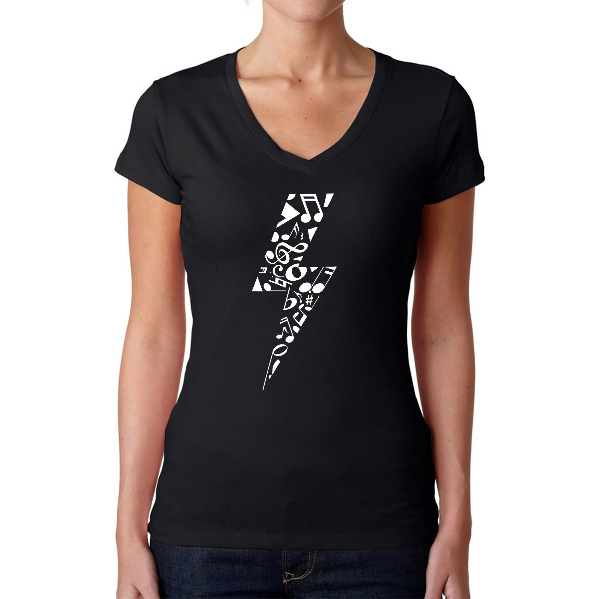 Lightning Bolt - Women's Word Art V-Neck T-Shirt sold by LA Pop Art