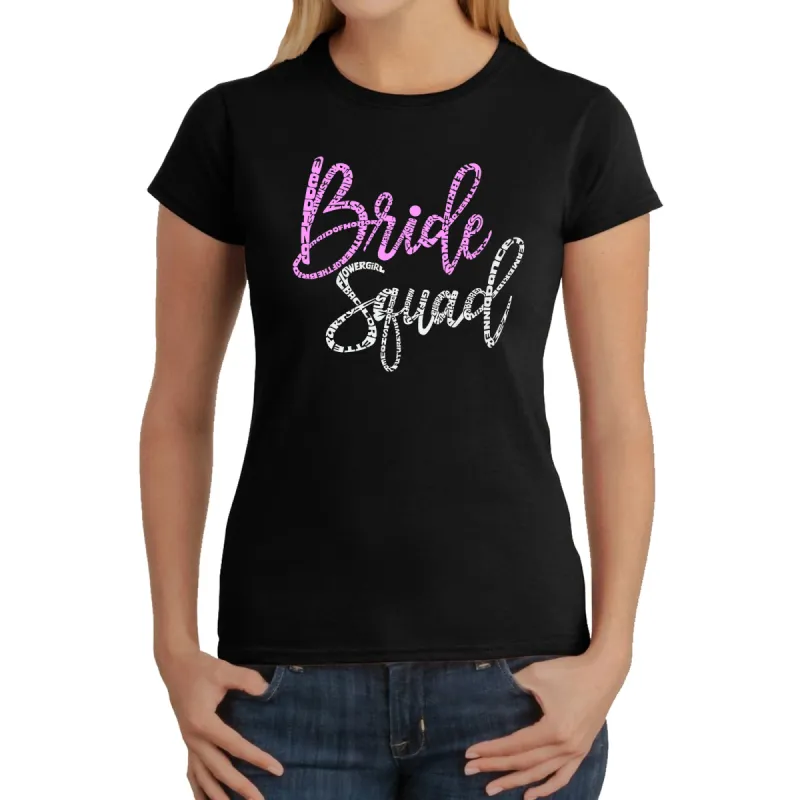 Women's Word Art T-Shirt - Bride Squad sold by LA Pop Art