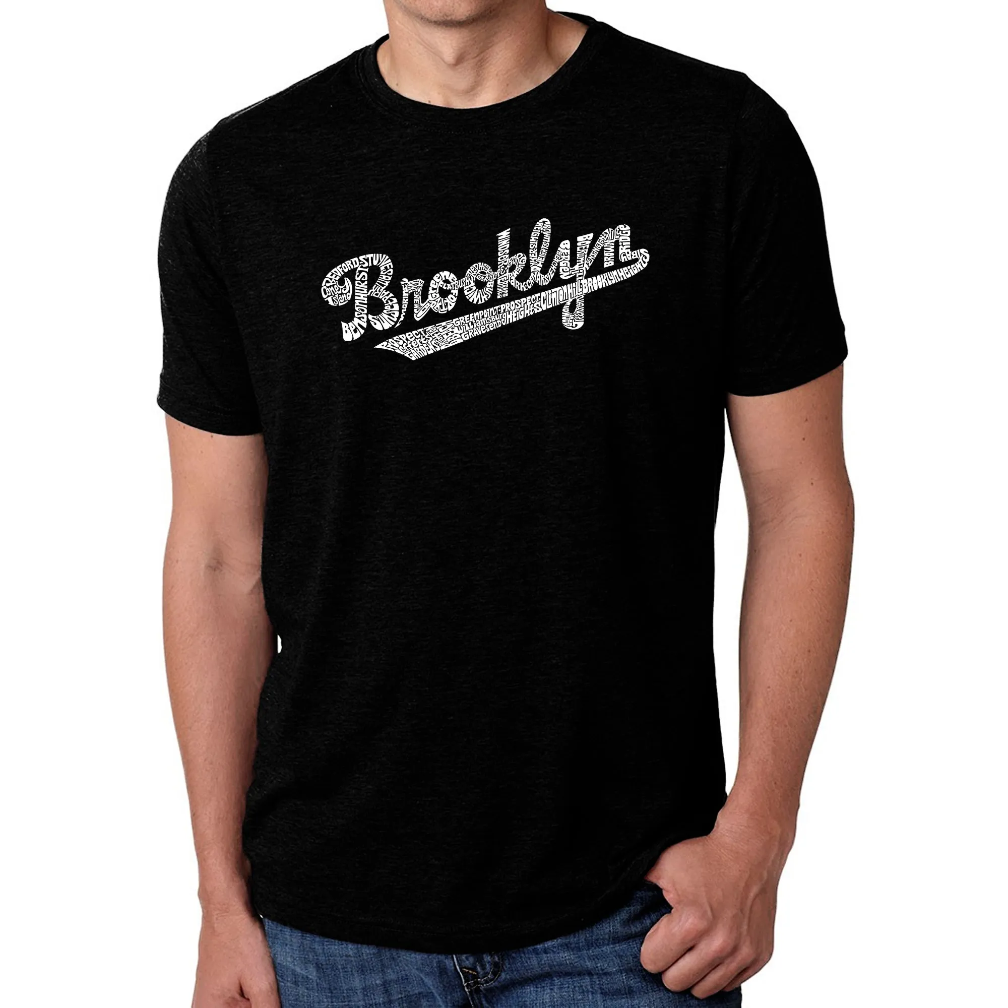 Brooklyn Neighborhoods - Men's Premium Blend Word Art T-Shirt sold by LA Pop Art