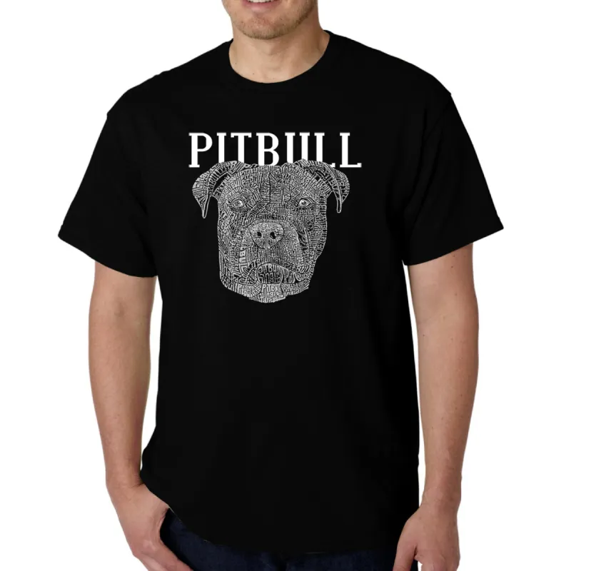Pitbull Face - Men's Word Art T-Shirt sold by LA Pop Art