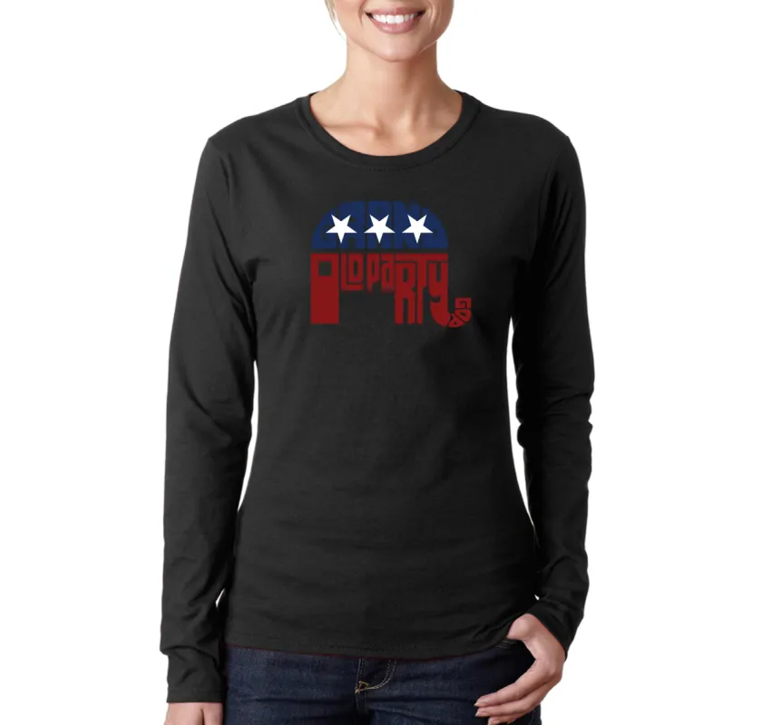 REPUBLICAN GRAND OLD PARTY - Women's Word Art Long Sleeve T-Shirt sold by LA Pop Art